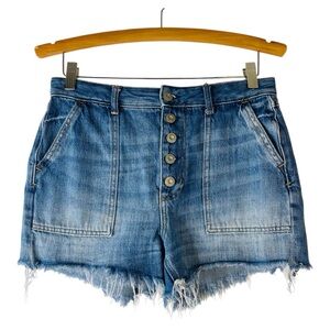 We the Free blue denim frayed festival beach boho jean shorts 27